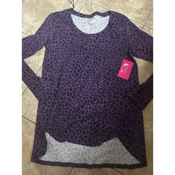 NWT Isaac Mizrahi S Basic Animal Print BlackBerry Tee Blouse - Picture 1 of 6